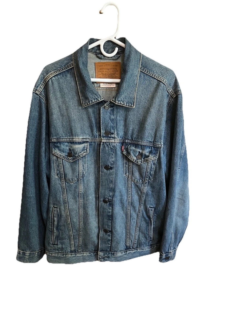 Levi’s Premium Vintage Fit Trucker Jacket XXL 2XL Port of LA Global Graphic BigE
